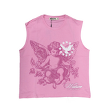 WATSON CUPID LARGER THAN LIFE CUTOFF T-SHIRT (PINK)
