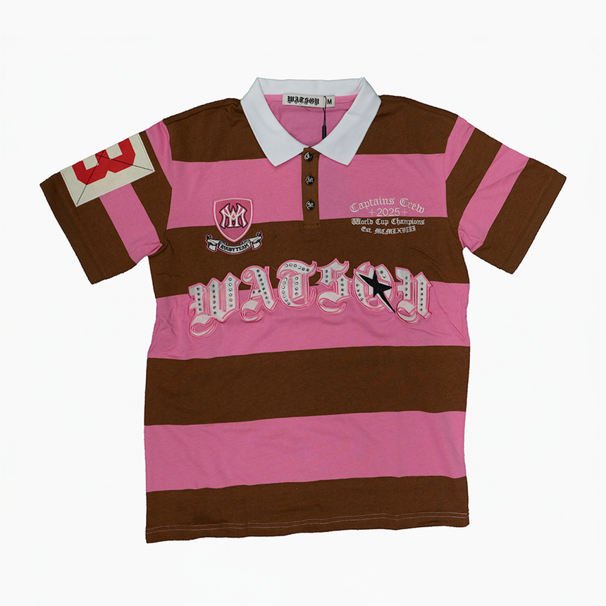 WATSON SHORT SLEEVE RUGBY POLO (PINK)