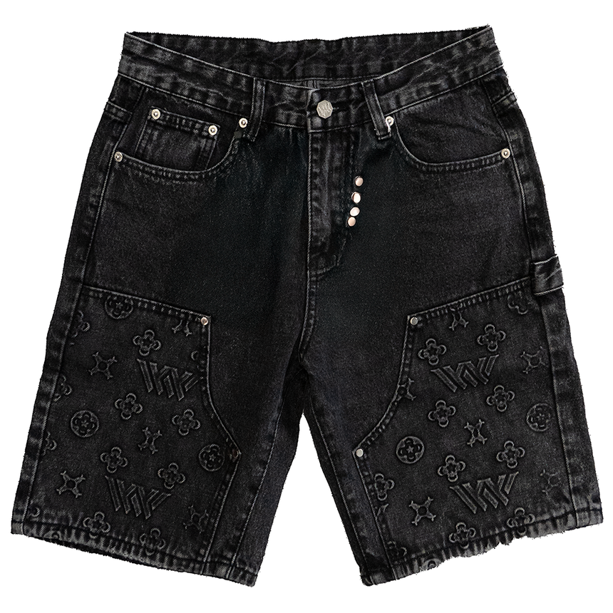 WATSON EMBOSSED PATTERN SHORTS (BLACK)