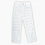 WATSON DENIM PANTS WITH BLACK PEARLS (WHITE)