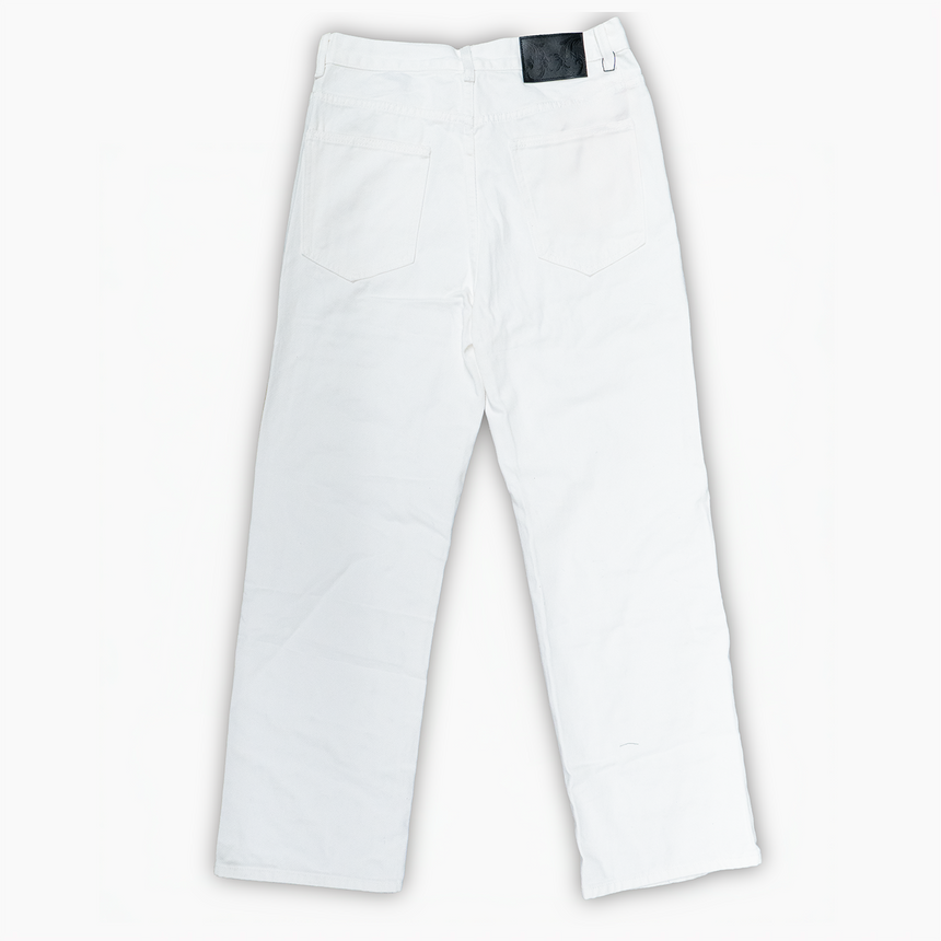 WATSON DENIM PANTS WITH BLACK PEARLS (WHITE)