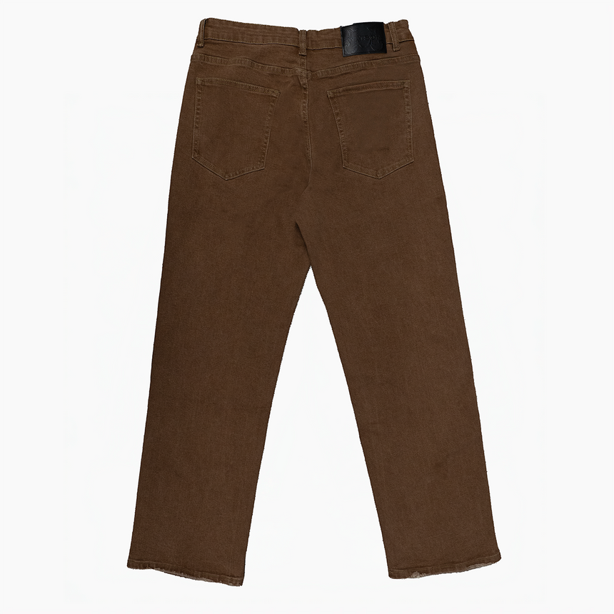 WATSON DENIM PANTS WITH WHITE PEARLS (BROWN)