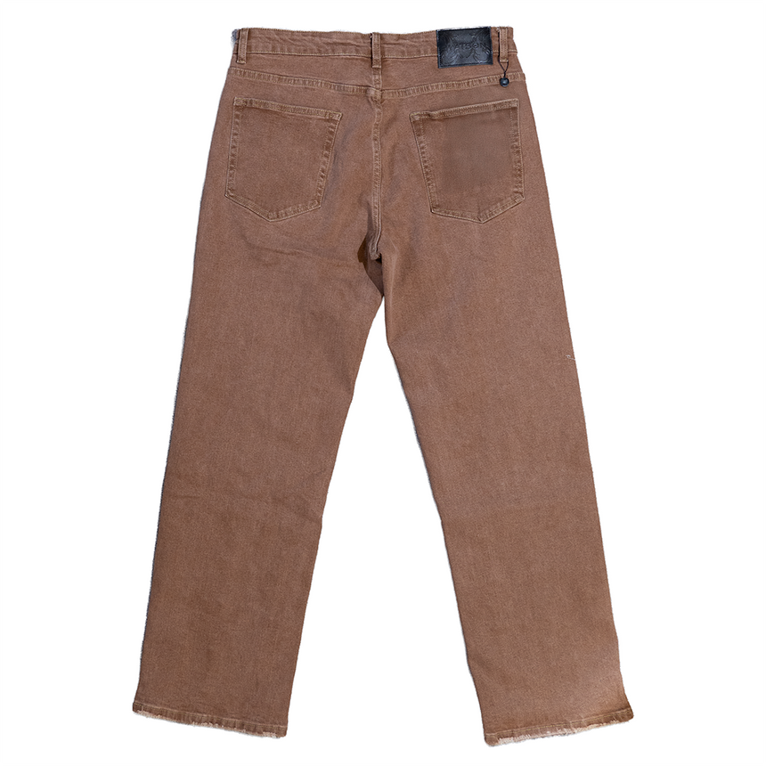 WATSON DENIM PANTS WITH WHITE PEARLS (BROWN)