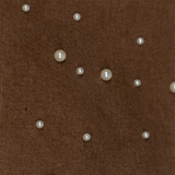 WATSON DENIM PANTS WITH WHITE PEARLS (BROWN)