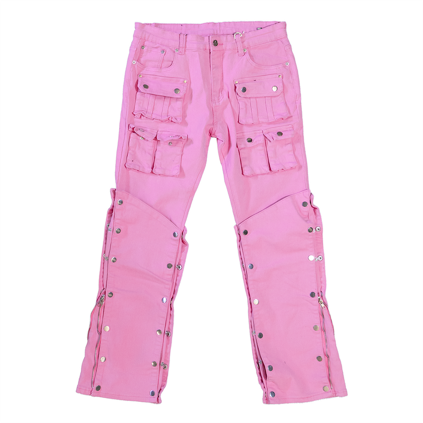 WATSON DENIM PANTS WITH WHITE PEARLS (PINK)