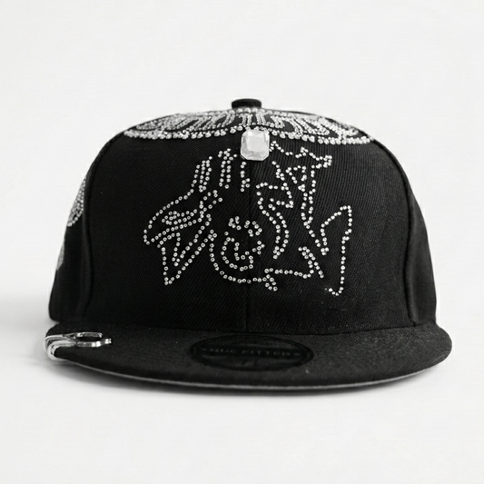 PEARL CHAIN FITTED HAT (BLACK)