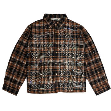 WATSON SPIDER WEB CRYSTAL FLANNEL SHIRT (ORANGE & BLACK)