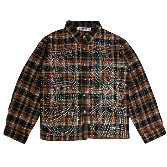 WATSON SPIDER WEB CRYSTAL FLANNEL SHIRT (ORANGE & BLACK)