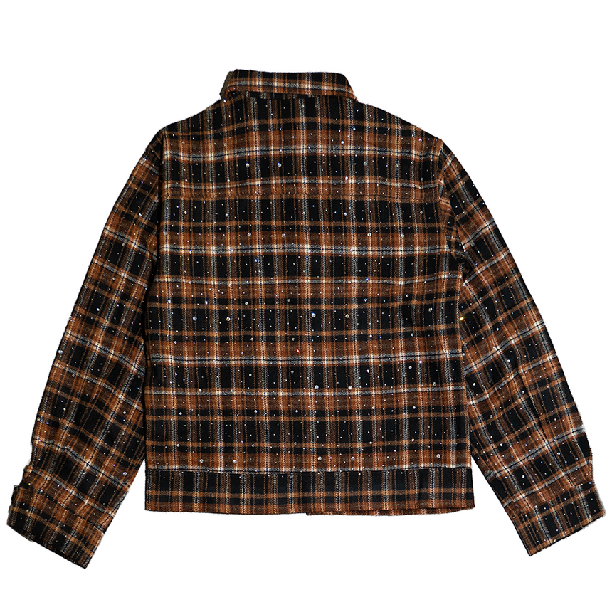 WATSON SPIDER WEB CRYSTAL FLANNEL SHIRT (ORANGE & BLACK)