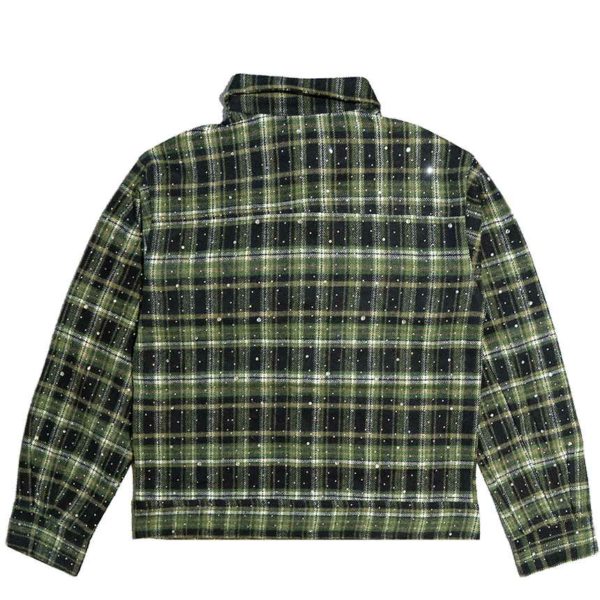 WATSON SPIDER WEB CRYSTAL FLANNEL SHIRT (GREEN & BLACK)