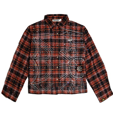 WATSON SPIDER WEB CRYSTAL FLANNEL SHIRT (ORANGE & RED)