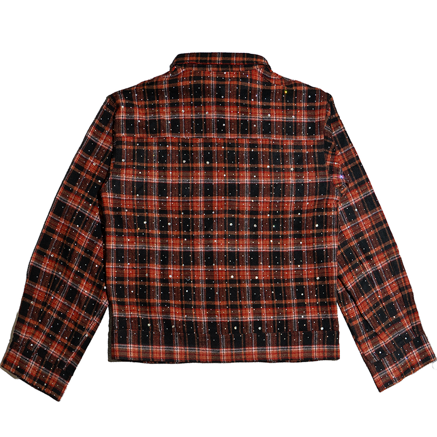 WATSON SPIDER WEB CRYSTAL FLANNEL SHIRT (ORANGE & RED)