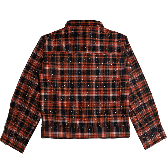 WATSON SPIDER WEB CRYSTAL FLANNEL SHIRT (ORANGE & RED)