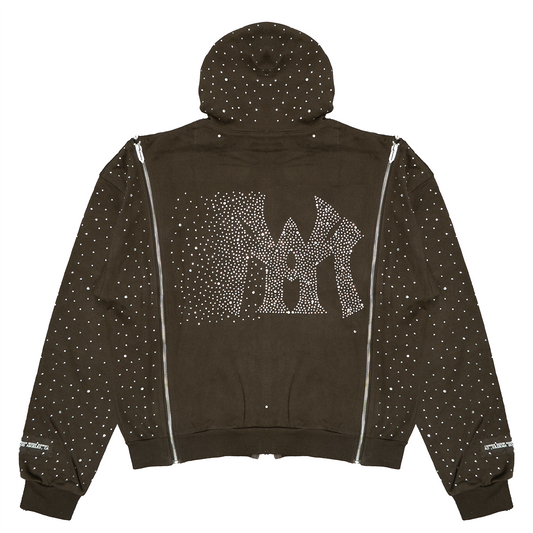 CRYSTAL TRIPLE ZIP HOODIE (MOCHA)
