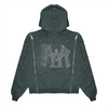 CRYSTAL TRIPLE ZIP HOODIE (CHARCOAL)