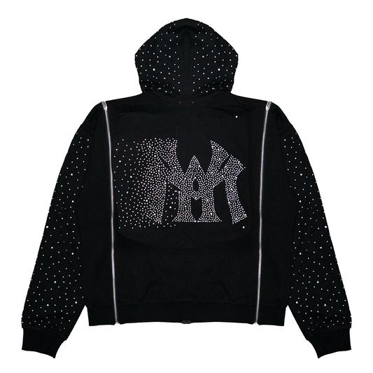 CRYSTAL TRIPLE ZIP HOODIE (BLACK)