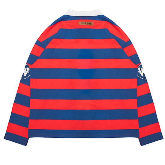 NEW YORK RHINESTONE STRIPED LONG SLEEVE RUGBY POLO (RED & BLUE