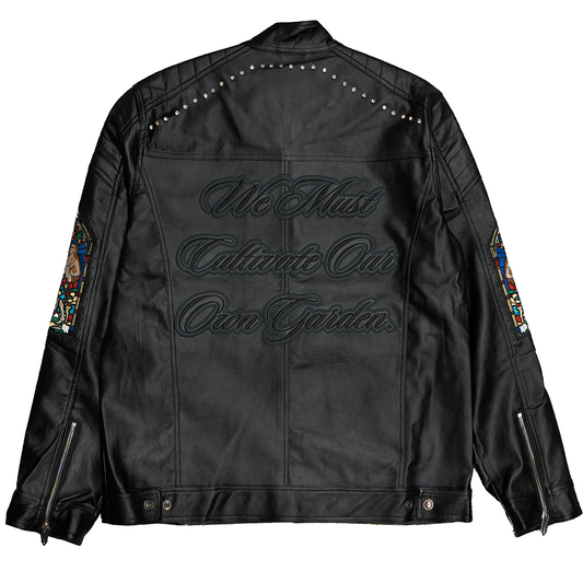 CULTIVATE YOUR GARDEN SUEDE MOTO JACKET (BLACK)