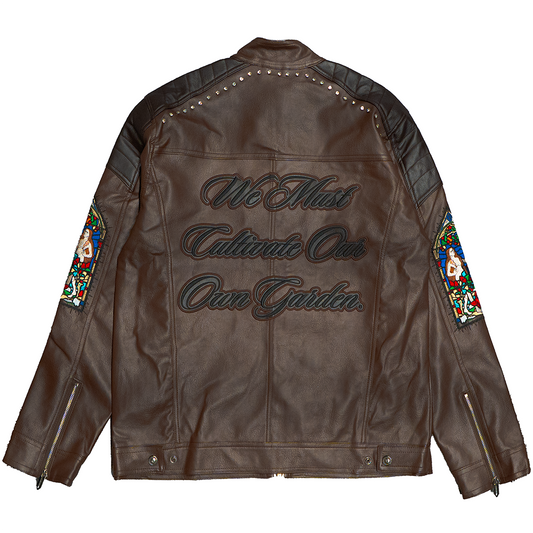 CULTIVATE YOUR GARDEN SUEDE MOTO JACKET (BROWN)