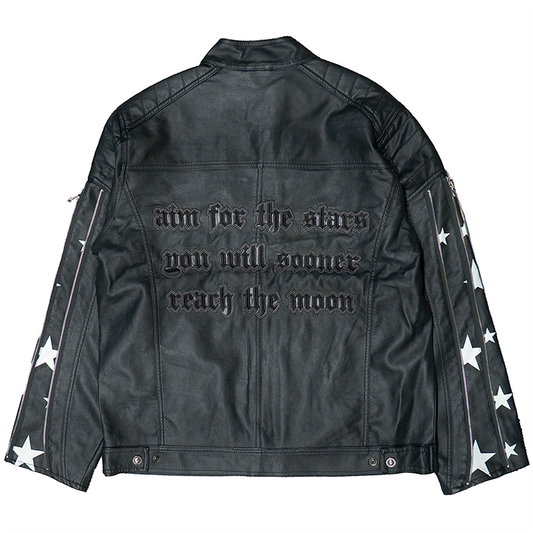 AIM FOR THE STARS SUEDE MOTO JACKET (BLACK)