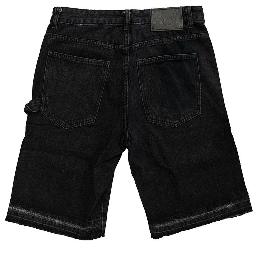 WATSON LEATHER APPLIQUE CROSS PATCH SHORTS (GREY)
