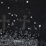 WATSON LEATHER APPLIQUE CROSS PATCH SHORTS (GREY)