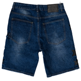 WATSON LEATHER APPLIQUE PATCH SHORTS (BLUE)