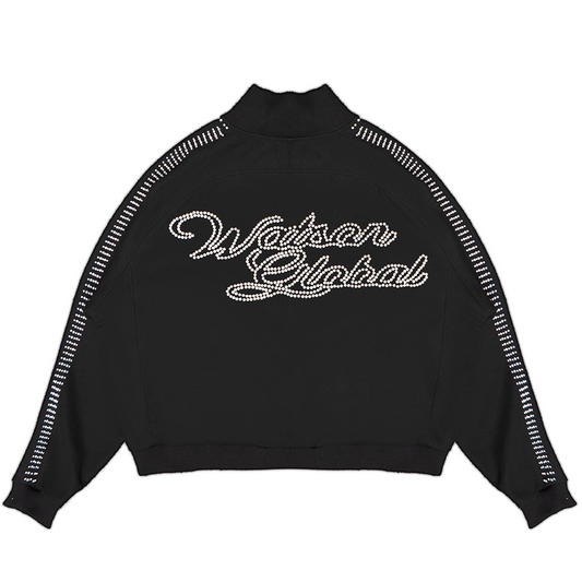 PEARL LINED SWEAT SUIT JACKET (BLACK)