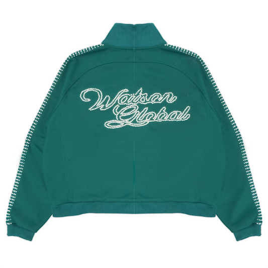 PEARL LINED SWEAT SUIT JACKET (GREEN)