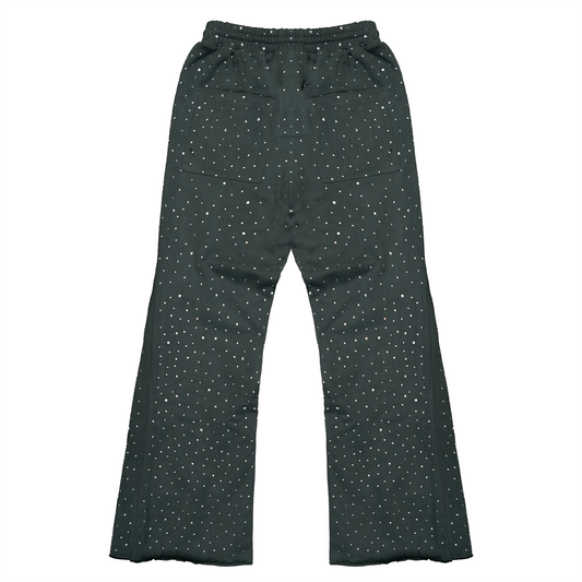 CRYSTAL ZIP FLARE SWEATPANTS (CHARCOAL)