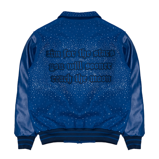 AIM FOR THE STARS VARSITY JACKET (NAVY SUEDE)