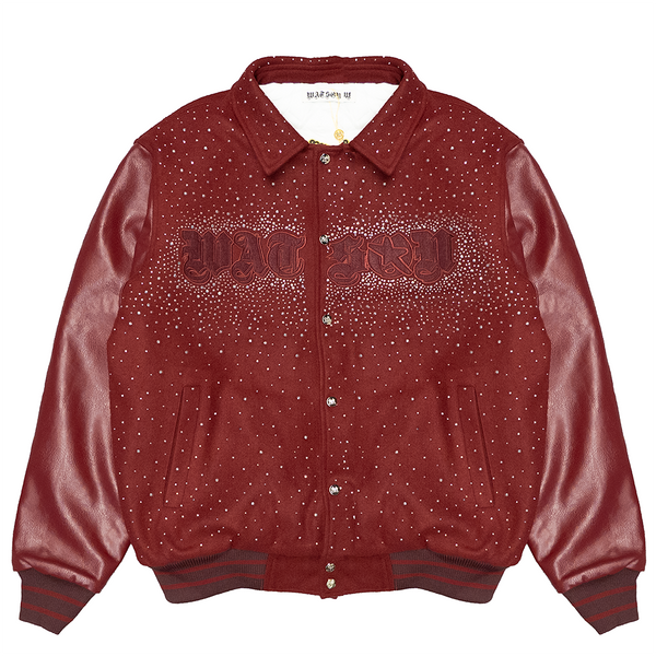AIM FOR THE STARS VARSITY JACKET (BURGUNDY SUEDE)