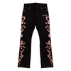 RED CHERRY BLOSSOM DENIM PANTS (BLACK)