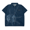 DENIM SPIDERWEB S/S BUTTON UP SHIRT (BLUE)