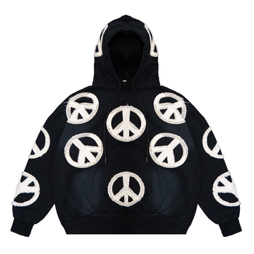 PEACE APPLIQUE HOODIE (BLACK)