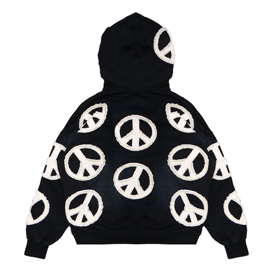 PEACE APPLIQUE HOODIE (BLACK)