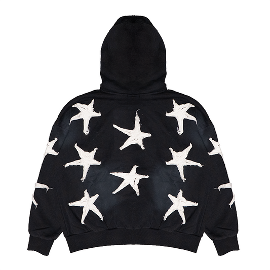 STAR APPLIQUE HOODIE (BLACK)