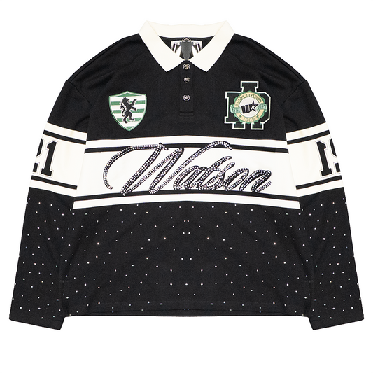 PEARL RUGBY DIVISION LONG SLEEVE RUGBY POLO (BLACK)