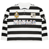 MONACO RHINESTONE STRIPED LONG SLEEVE RUGBY POLO (BLACK/WHITE)