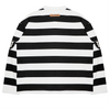 MONACO RHINESTONE STRIPED LONG SLEEVE RUGBY POLO (BLACK/WHITE)