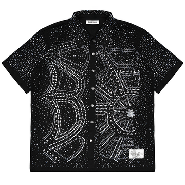 SPIDER WEB CRYSTAL WORK SHIRT (BLACK)