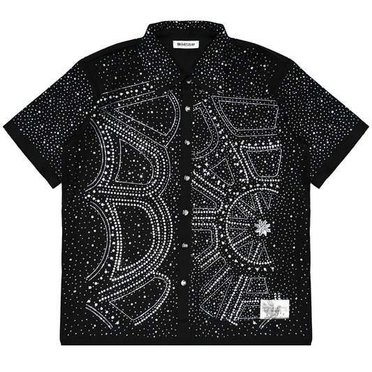 SPIDER WEB CRYSTAL WORK SHIRT (BLACK)