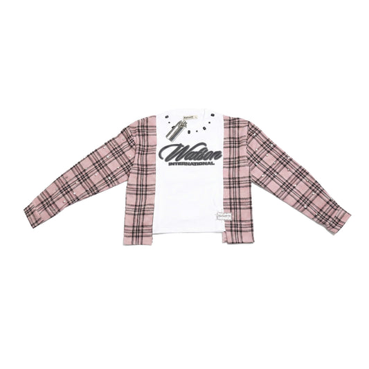 WATSON FORTUNE FAVORS THE BOLD UPCYCLED T-SHIRT FLANNEL (CORAL/BLACK)