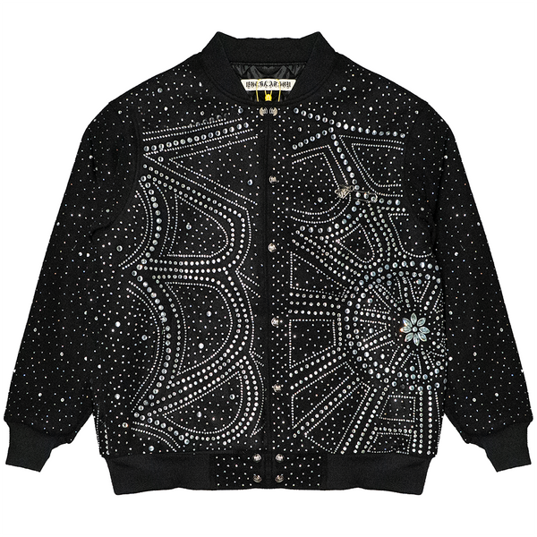 SPIDERWEB CRYSTAL VARSITY JACKET (BLACK)