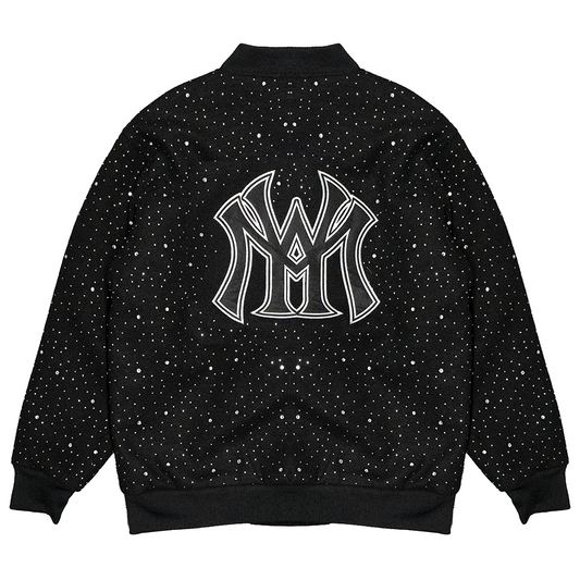 SPIDERWEB CRYSTAL VARSITY JACKET (BLACK)
