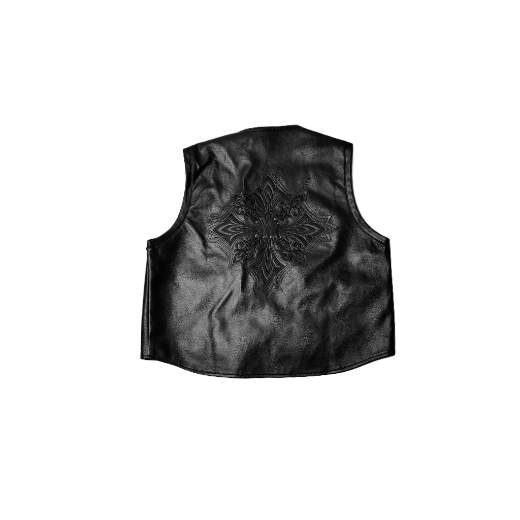 WATSON LEATHER APPLIQUE MOTO VEST – All Star Elite