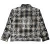 Watson Paisley Rhinestone Black Flannel Shirt, black and white plaid long-sleeve flannel – alternate view 2