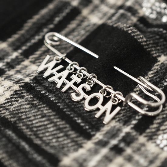 Watson Paisley Rhinestone Black Flannel Shirt, black and white plaid long-sleeve flannel – alternate view 3