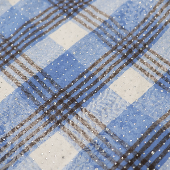 Watson Multi Crystal Blue Flannel Shirt, blue and white plaid long-sleeve flannel – alternate view 9