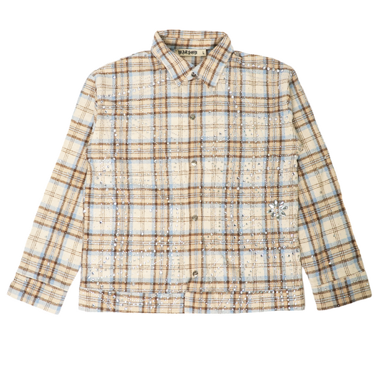 WATSON SPIDER WEB CRYSTAL ICE BLUE DIP DYE FLANNEL SHIRT